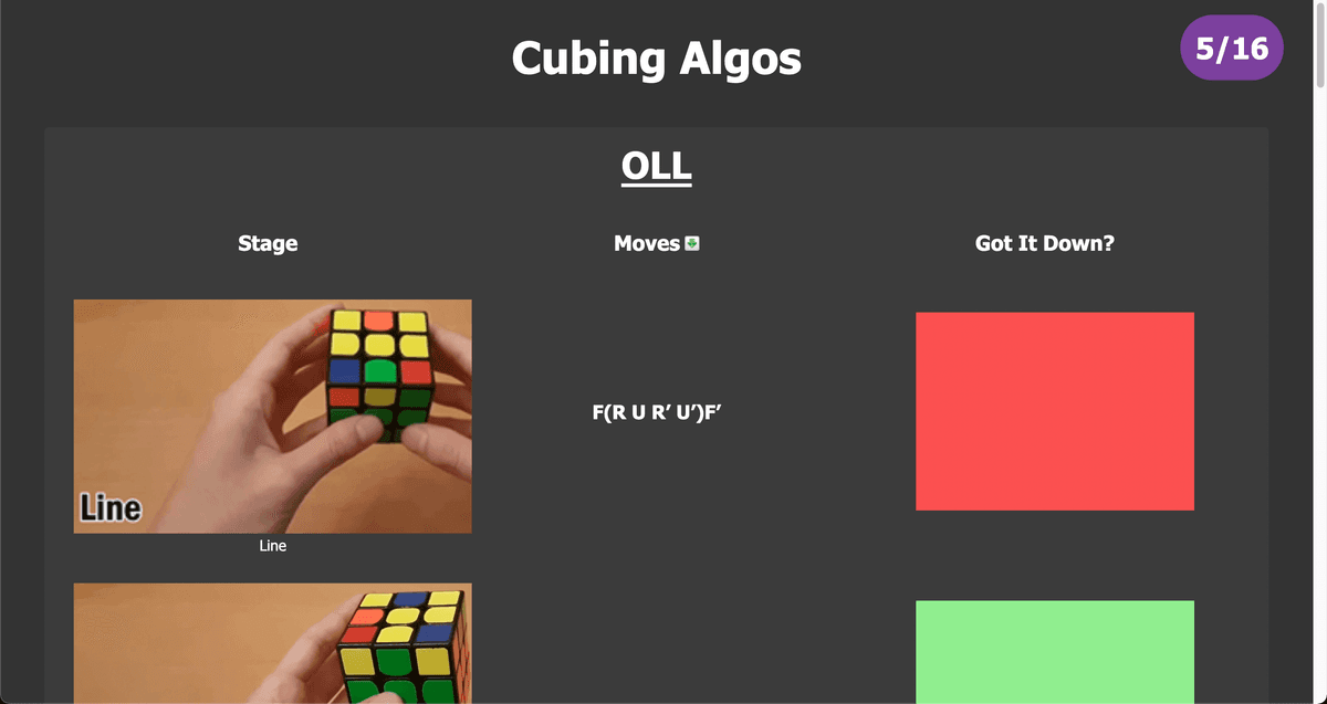 Screenshot of Cubing Algos